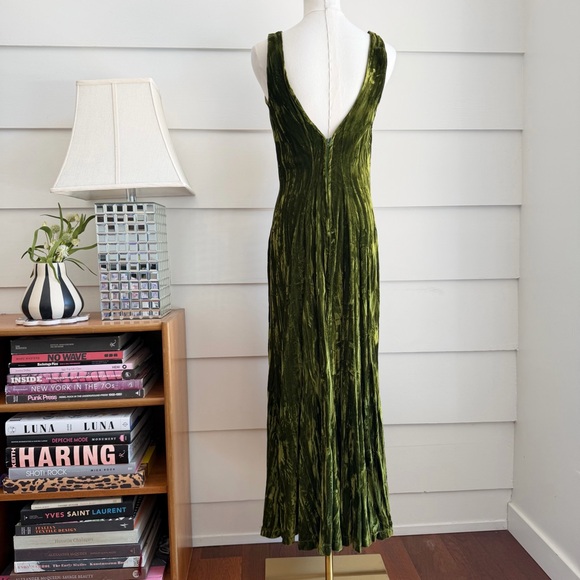 Vintage Betsey Johnson Punk Label Green Velvet Dress RARE - Picture 5 of 6
